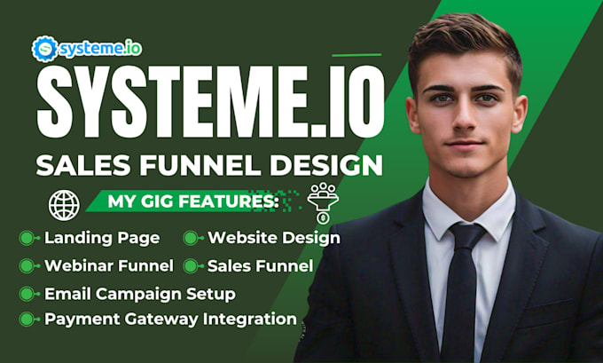 Gig Preview - Design systeme io sales funnel systeme io landing page systeme io website