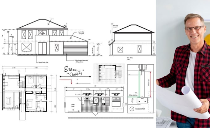 Gig Preview - Draw architectural plans 2d drawings convert sketch to cad plan floor plans