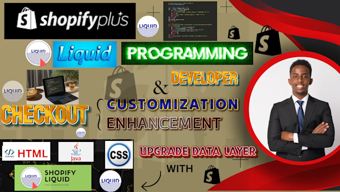 Gig Preview - Do shopify plus liquid programming,checkout extensibility and upgrade datalayer