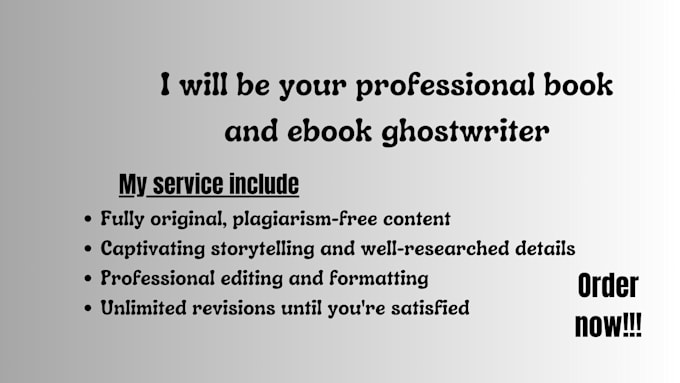 Gig Preview - Be your professional book and ebook ghostwriter