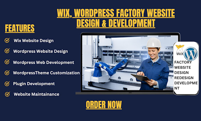 Gig Preview - Do custom wix, wordpress website for your factory, mafacturing industry