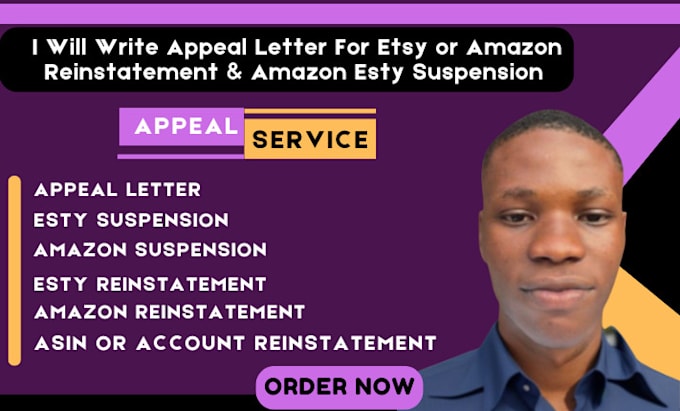 Gig Preview - Write appeal letter for etsy and amazon reinstatement or suspension issues