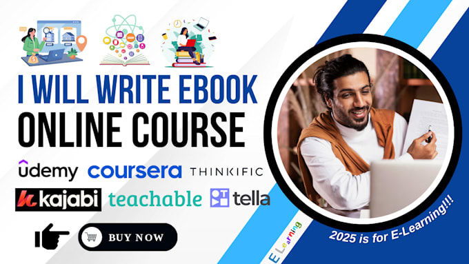 Gig Preview - Write your online course content, ebook writer, ppt making, edit video on tella