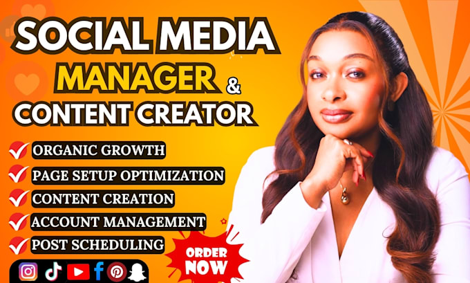 Gig Preview - Be your social media marketing manager and content creator