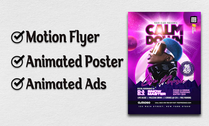 Gig Preview - Create animated motion flyer and animated poster for event, club party video ads