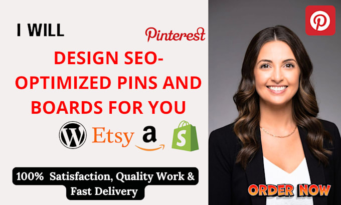 Gig Preview - Create design SEO optimized pins boards post as your pinterest manager marketing