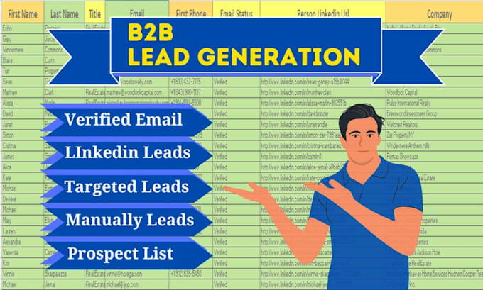 Gig Preview - Do b2b lead generation, linkedin leads with email