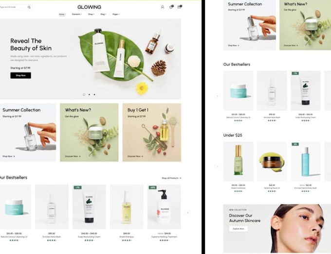 Gig Preview - Do skincare shopify store beauty shopify store skin care website, cosmetic store