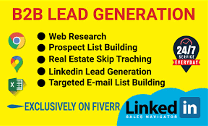 Gig Preview - Do b2b linkedin lead generation and prospect list building