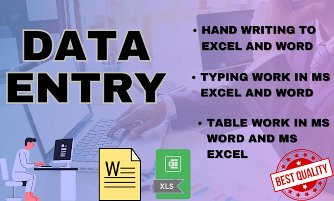 Gig Preview - Do data entry typing work in ms word and ms excel