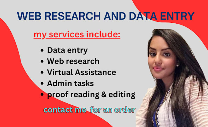 Gig Preview - Do data entry, web research and virtual assistance