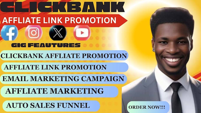 Gig Preview - Affiliate link promotion, clickbank affiliate link promotion