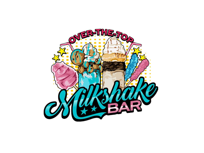 Gig Preview - Make an amazing milkshake shop logo design in very short time