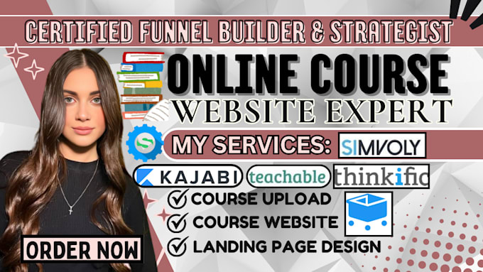 Gig Preview - Build kajabi websites, sales funnels, online courses on thinkific or teachable