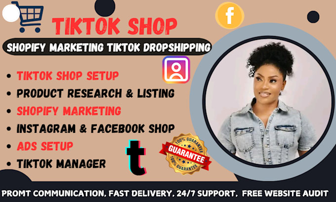 Gig Preview - Setup,fix, manage tiktok shop, tiktok shop ads, shopify marketing on tiktok shop