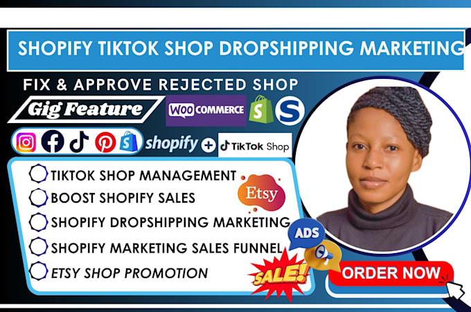 Gig Preview - Complete shopify social media dropshipping marketing ads boost tiktok shop sales