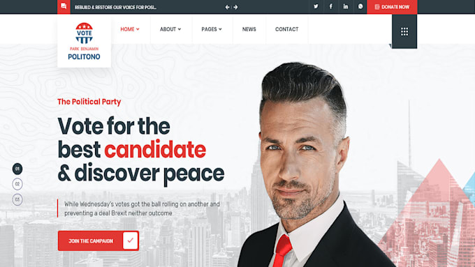 Gig Preview - Redesign, design election campaign political website