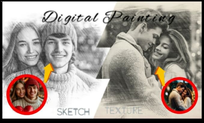 Bestseller - turn your image into sketck and texture digital portrait painting