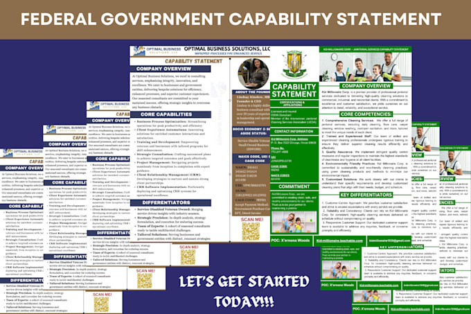 Gig Preview - Design a unique federal government capability statement, capability statement