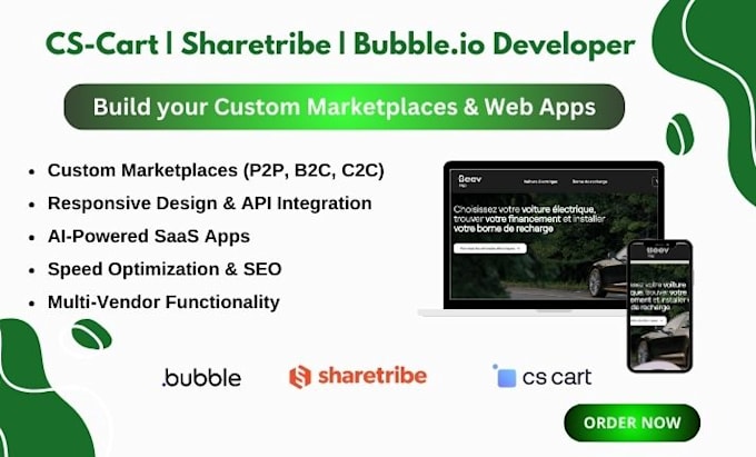 Gig Preview - Build custom marketplaces, web apps, or ecommerce with cs cart sharetribe bubble