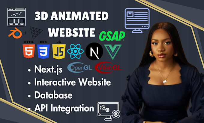 Bestseller - next js website develop 3d animated nextjs website react 3js spline animation