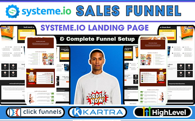 Gig Preview - Build systeme io clickfunnels gohighlevel sales funnels and landing pages design