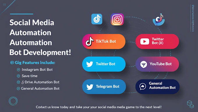 Gig Preview - Develop instagram API bot, tiktok API bot, youtube API bot, telegram API bot