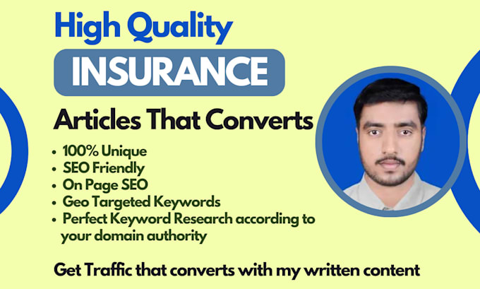 Gig Preview - Write SEO insurance articles for your business that converts