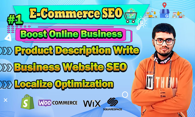 Gig Preview - Ecommerce website SEO for HTML shopify woocommerce wix squarespace