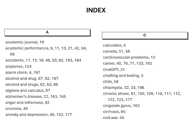 Gig Preview - Create back of the book index