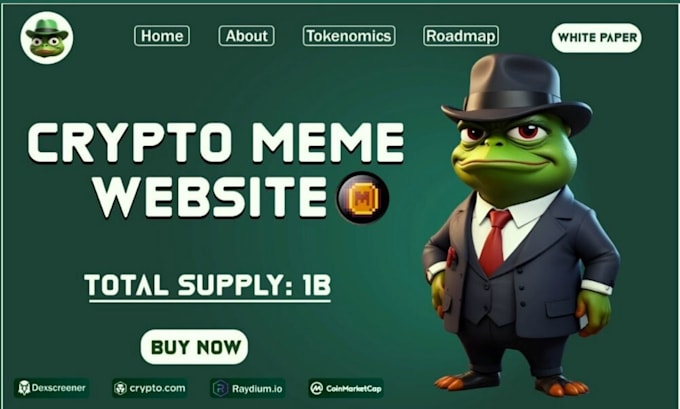 Gig Preview - Crypto meme coin landing page token website, pepe website meme coin website