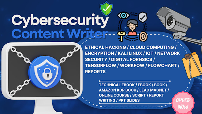 Gig Preview - Write cybersecurity ebook lead magnet, cybersecurity technical ebook, amazon KDP