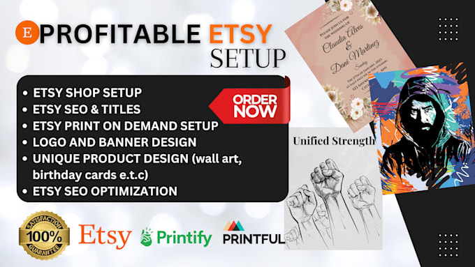 Gig Preview - Set up and optimize a profitable etsy print on demands, digital products shop