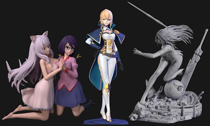 Gig Preview - Sculpt 3d anime figurine model figure anime statue diorama character ready print