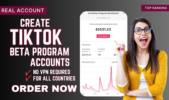 Gig Preview - Create and setup tiktok beta program account