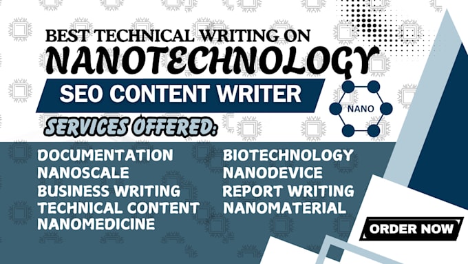 Gig Preview - Write nanotechnology research, seo writing, nanomedicine, biotech ebook writer