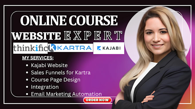 Gig Preview - Design kajabi website sales funnel katra page thinkific teachable online course