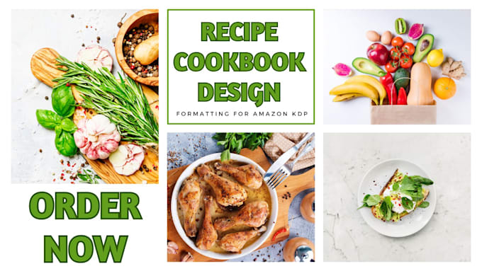 Gig Preview - Create cookbook for amazon kdp recipe book design cookbook cover food recipe