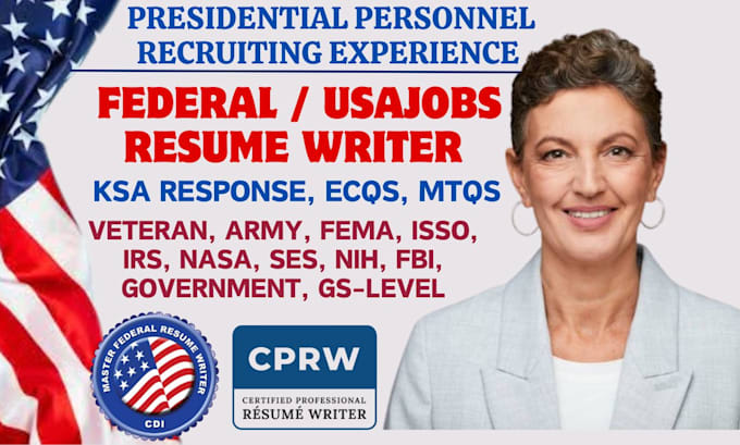 Gig Preview - Write federal, government, military, veteran executive epa usajobs resume, ksa