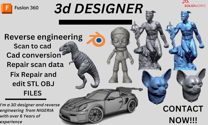 Gig Preview - Repair fix edit and modify stl mesh file and 3dscan stl perfect for 3d printing