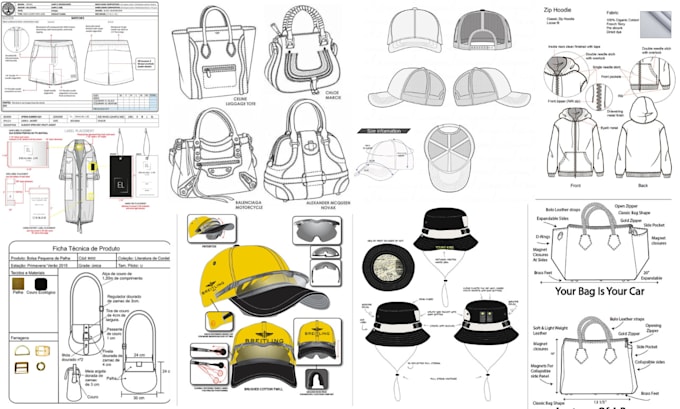 Gig Preview - Design hat and cap mockup, hand bag, tote bag, 3d clothing mockup with tech pack