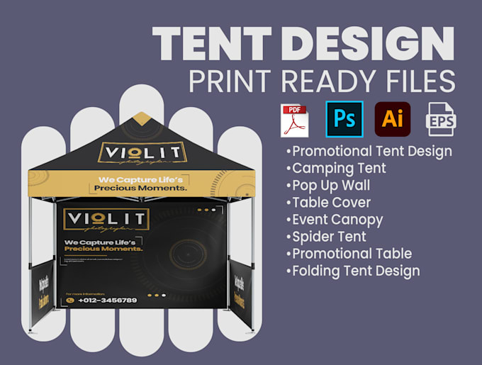 Gig Preview - Design roll up banner, table cover, canopy tent and backdrop