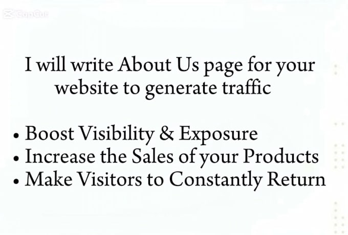 Gig Preview - Write about us page for your website to generate traffic