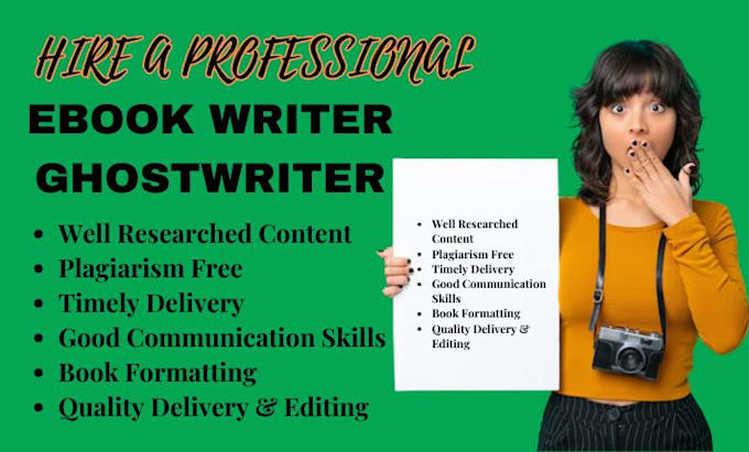 Gig Preview - Be your ebook writer, book writer, ghostwriter, book and ebook writing