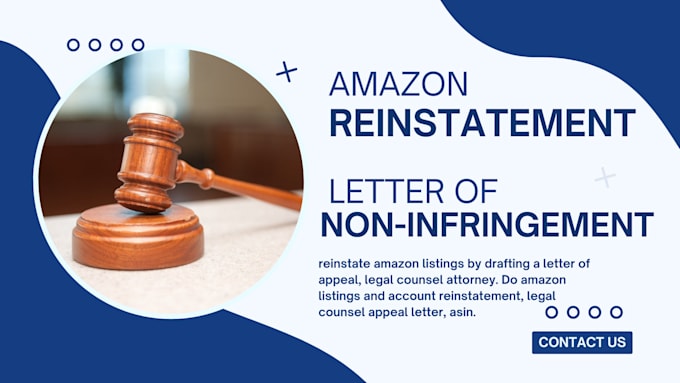 Gig Preview - Reinstate amazon listings, letter of non infringement, legal attorney, counsel