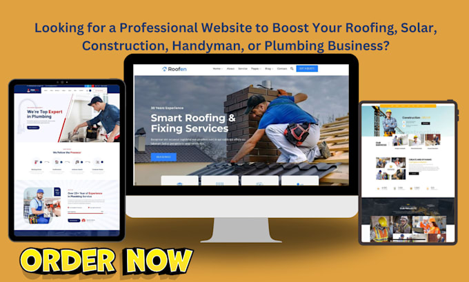 Gig Preview - Roofing website solar website construction website handyman website roofing lead