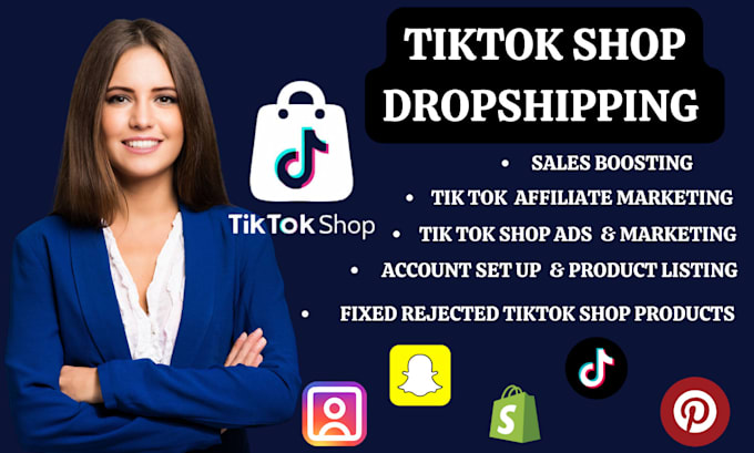 Gig Preview - Set up USA tik tok shop tik tok shop dropshipping tiktok shop manager