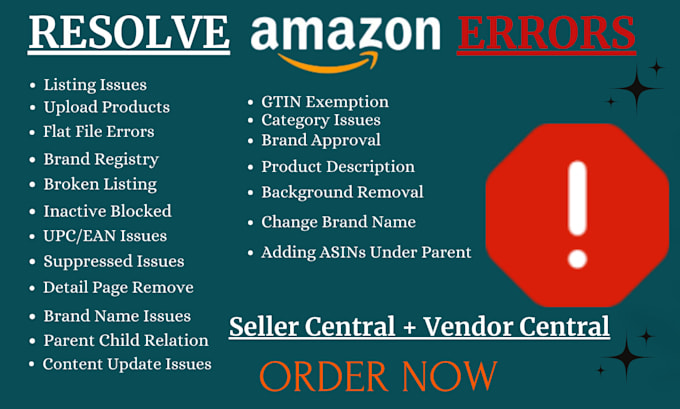 Gig Preview - Resolve amazon listing variation errors, suppressed issues and inactive listings