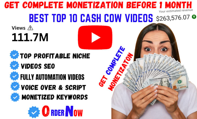 Gig Preview - Create monetize youtube automation, profitable top 10 cash cow videos, faceless