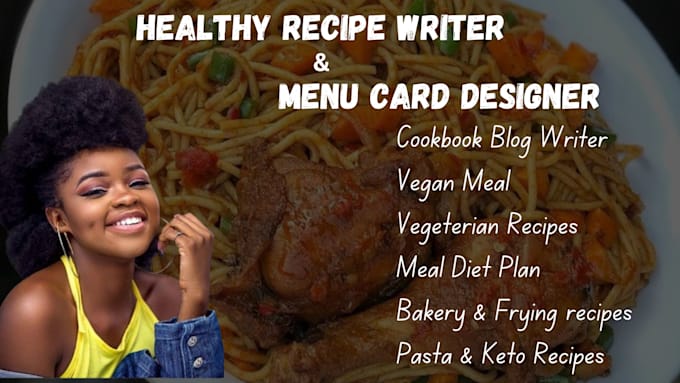 Gig Preview - Write editable healthy recipes cookbook keto, vegan meal plan, design menu card